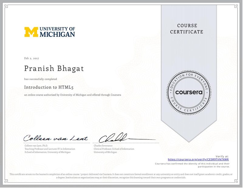 certificate for introduction to html5