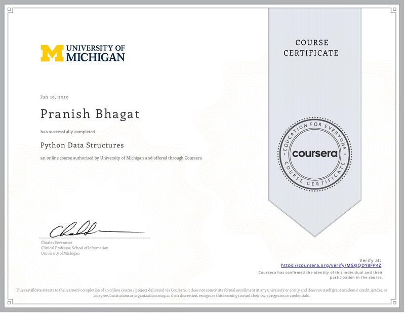 certificate for python data structures